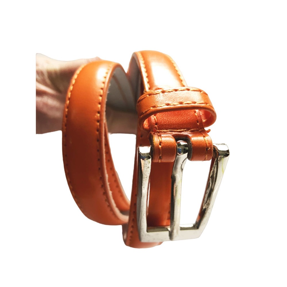 Skinny Leather Belt Genuine Leather Orange  Belt Size L B62